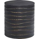 Corey Outdoor Side Table in Black Concrete & Brass